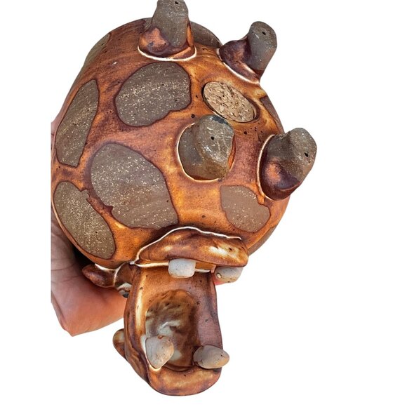 Hippo Coin Bank With Hand-Painted Details Glossy & Matte Finish 1970s Ceramic - Picture 8 of 11